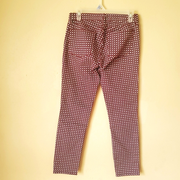 J. Crew Maroon Diamond Polka Dot Stretch Jeans Size 26 - Picture 2 of 7
